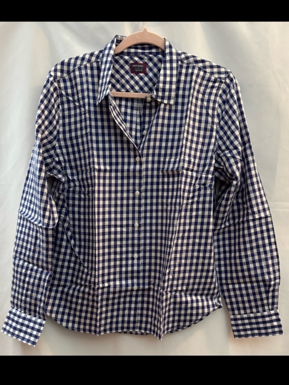 Untuckit Belleza Long Sleeve Button Down Shirt Blue Checkered